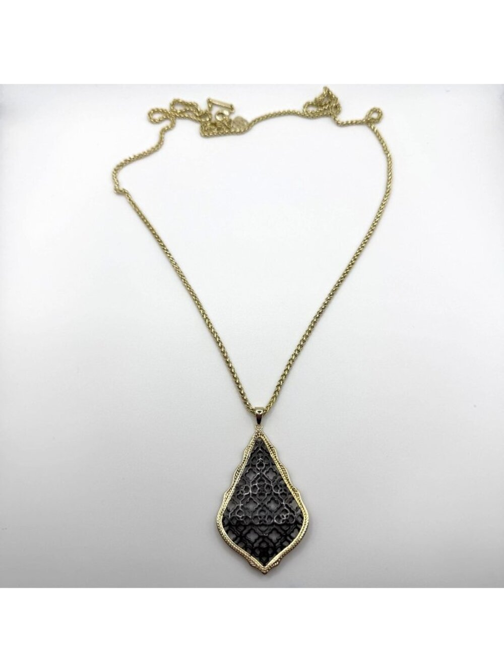 Kendra Scott Aiden Gold-Tone Necklace With Black Filigree Design